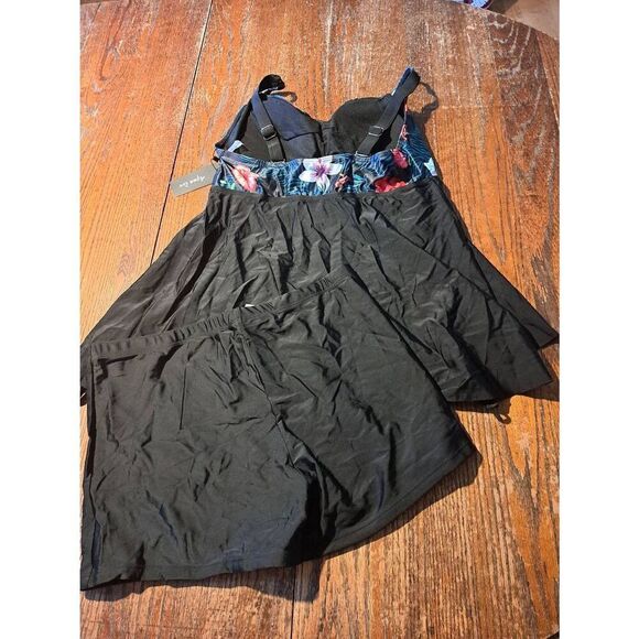 New 16W Aqua Eve Tankini Swimsuit Bathing Suit Swimwear Modest Boyshort Tropical - Picture 3 of 3